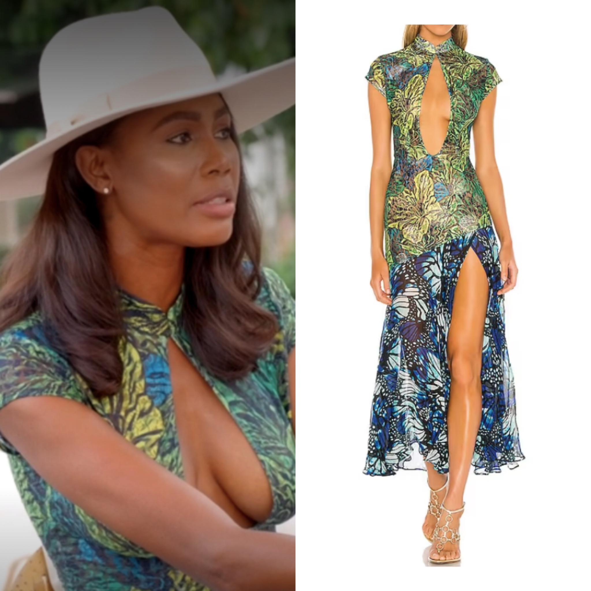 Kiki Barth’s Green, Yellow and Blue Lace Keyhole Dress