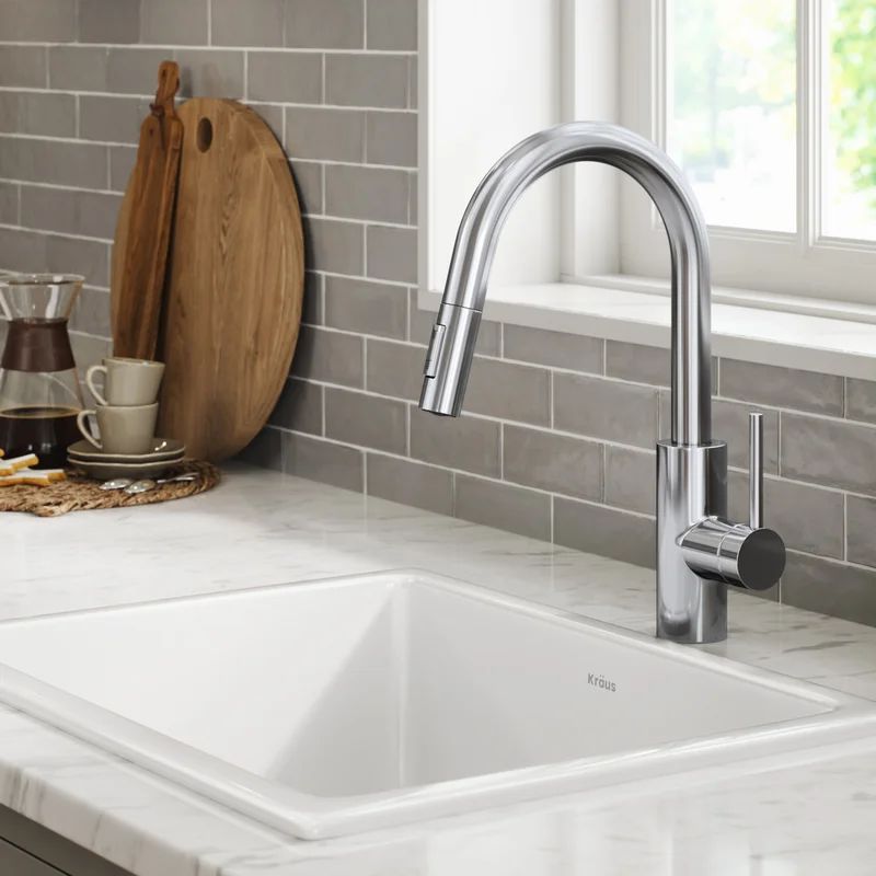 KPF-2620CH Oletto Pull Down Handle Kitchen Faucet with Accessories | Wayfair Professional