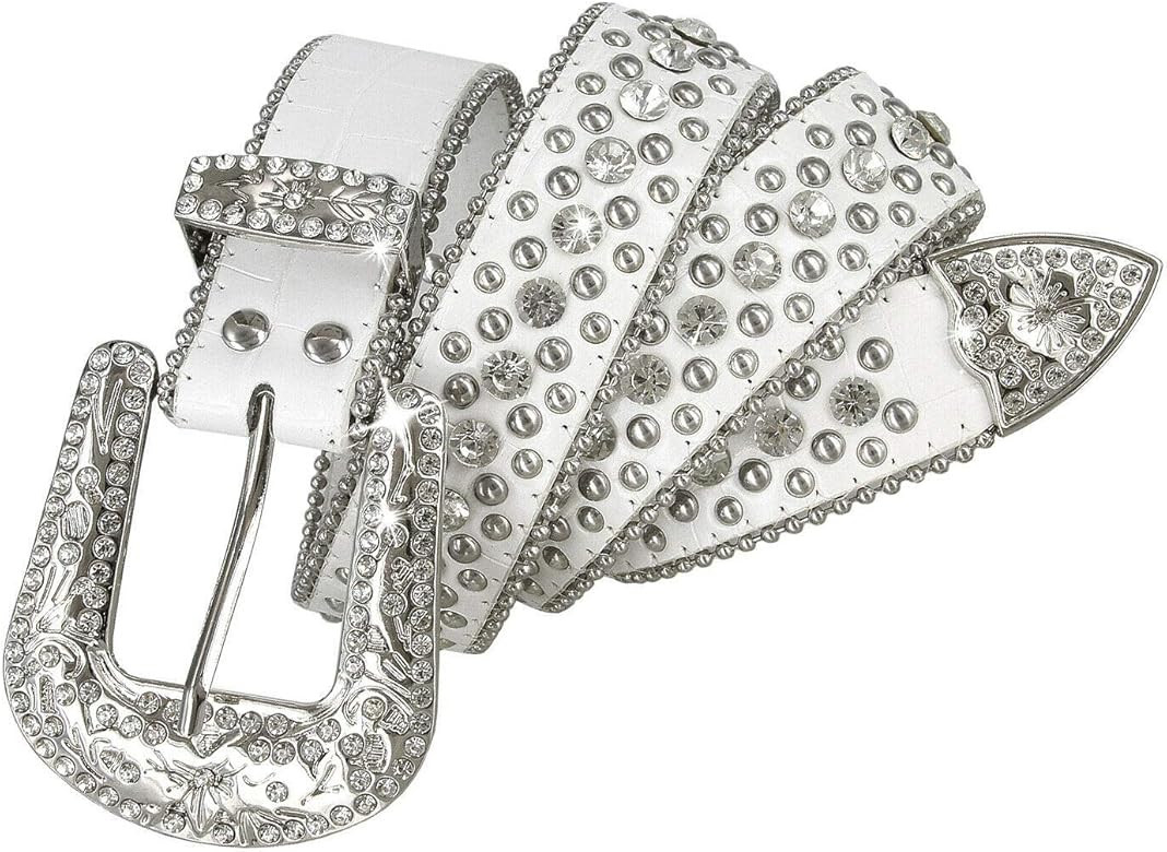 35116 50116 Women's Belts Rhinestone Belt Fashion Western Cowgirl Bling Studded Design Leather Be... | Amazon (US)