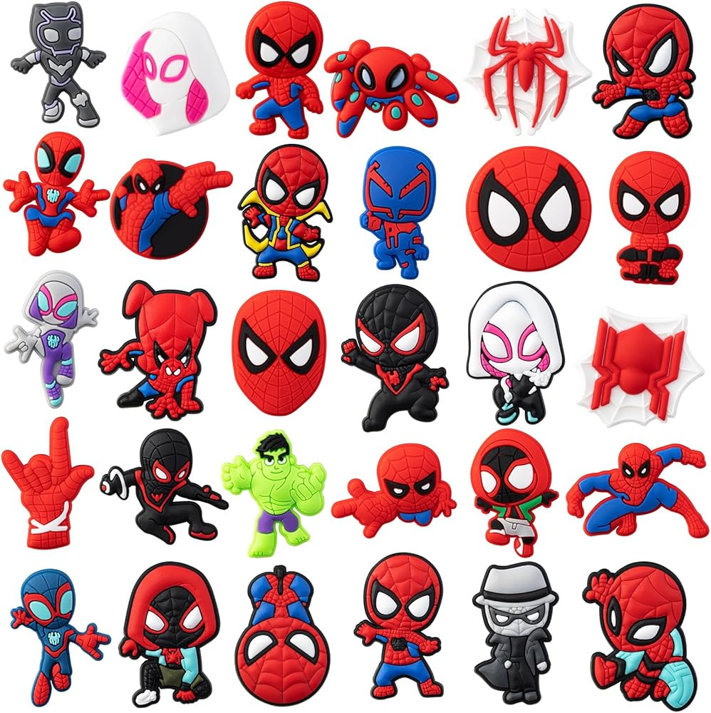 30PCS Shoe Decoration Charms for Clog Sandals, Spider Shoes Pins for Kids Boy Girl Party Gifts | Amazon (US)