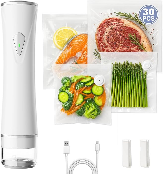 Compact Vacuum Sealer for Food, Handheld Saver Vacuum Sealer Machine with 30 Reusable Bags for Pr... | Amazon (US)