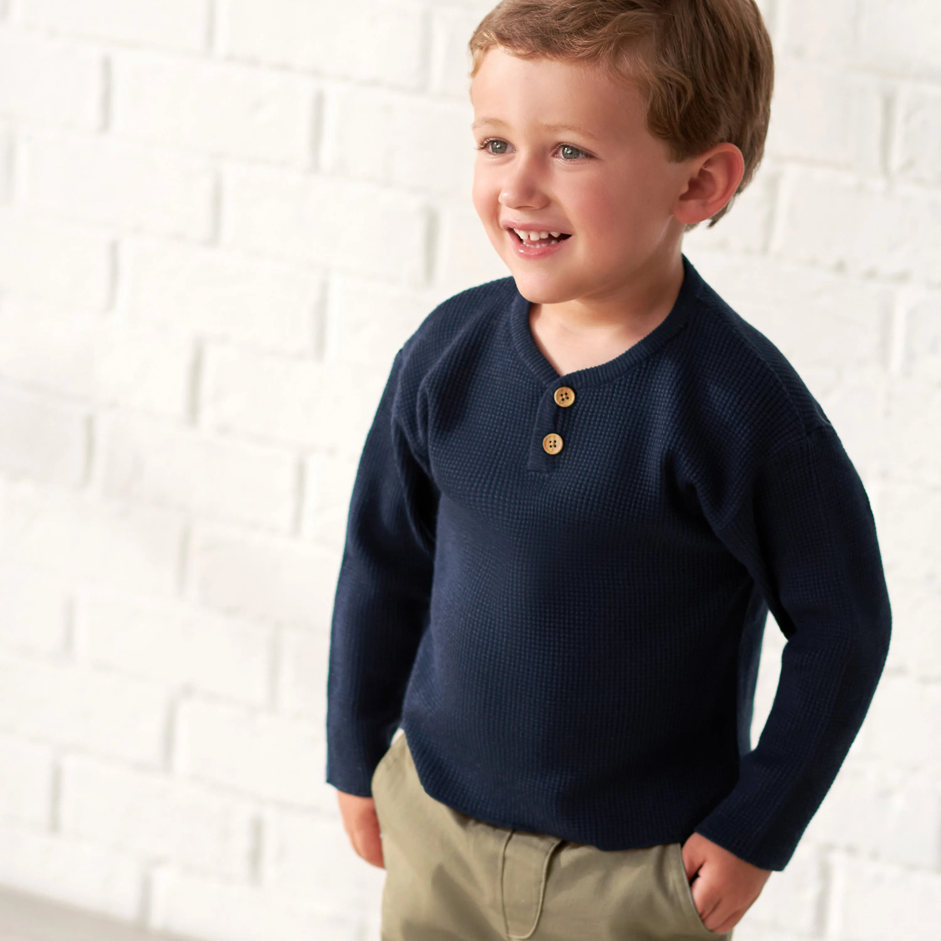 Infant & Toddler Boys Blue Henley Sweater | Gerber Childrenswear