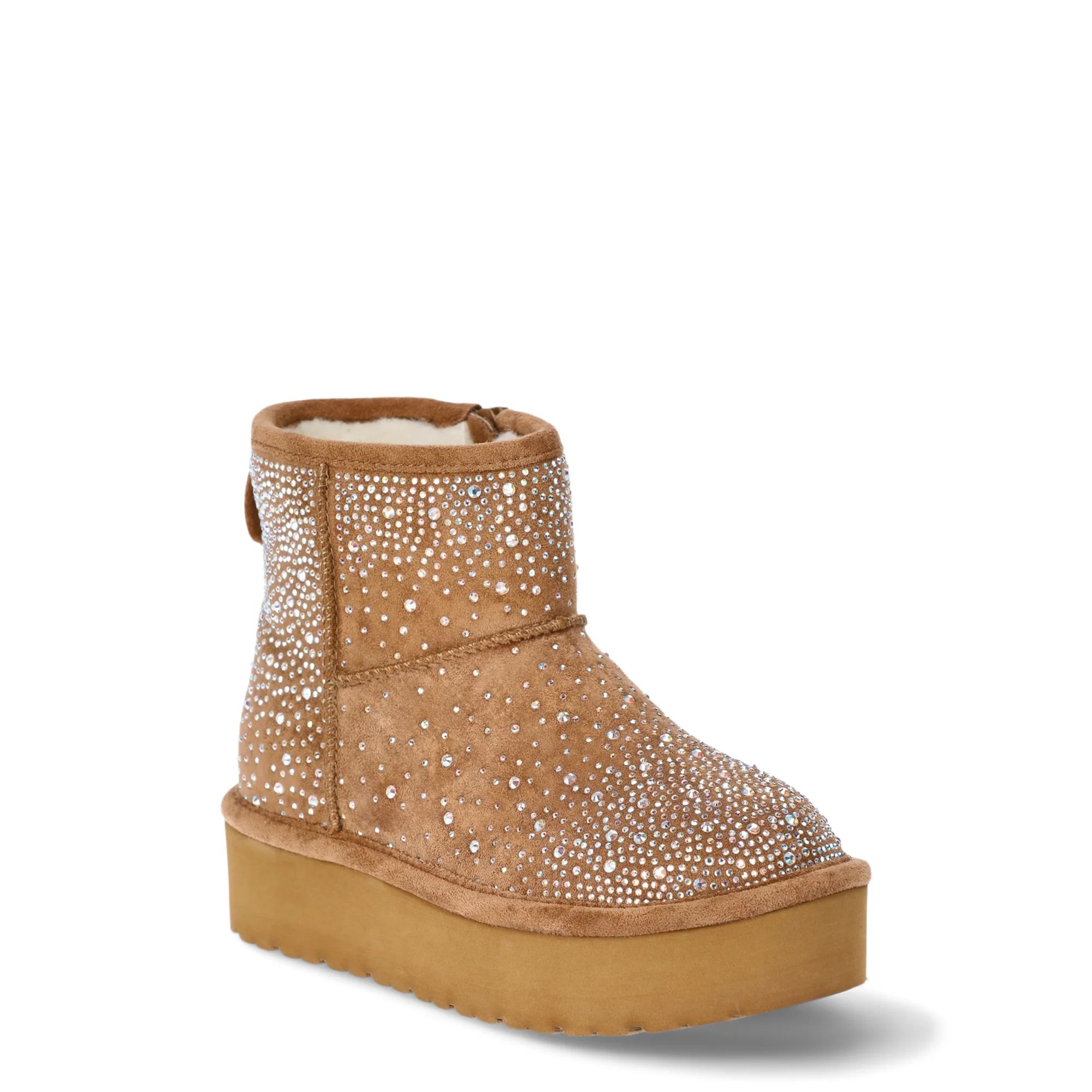 Madden NYC Little Girl & Big Girl Shearling Rhinestone Boot | Walmart (US)