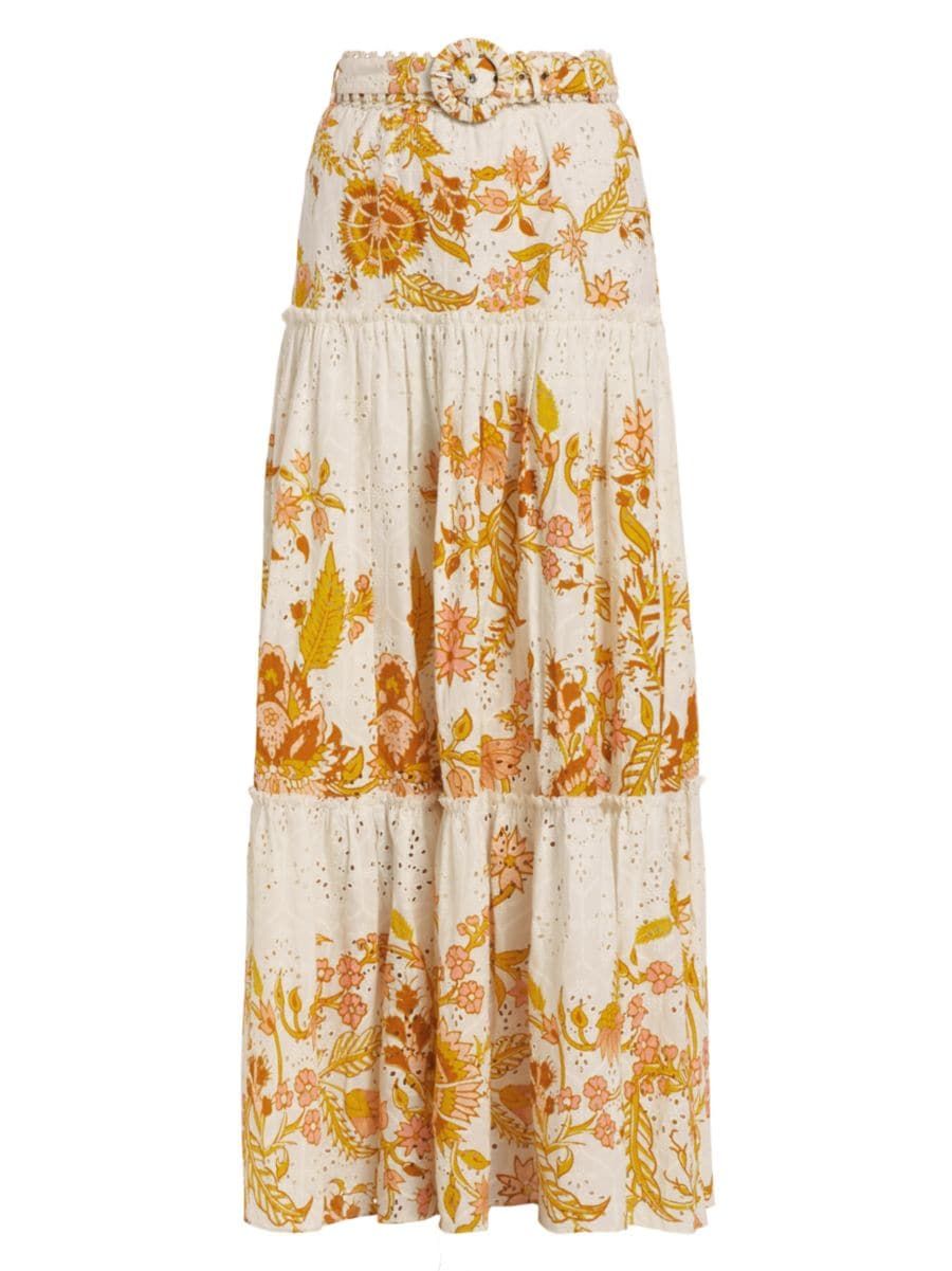 Shop Hemant & Nandita Belted Floral Maxi Skirt | Saks Fifth Avenue | Saks Fifth Avenue