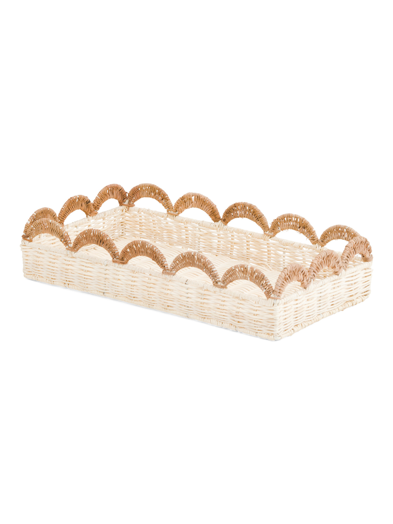 15.75x8.25 Small Rattan Tray With Scalloped Rim | Kitchen & Dining Room | Marshalls | Marshalls
