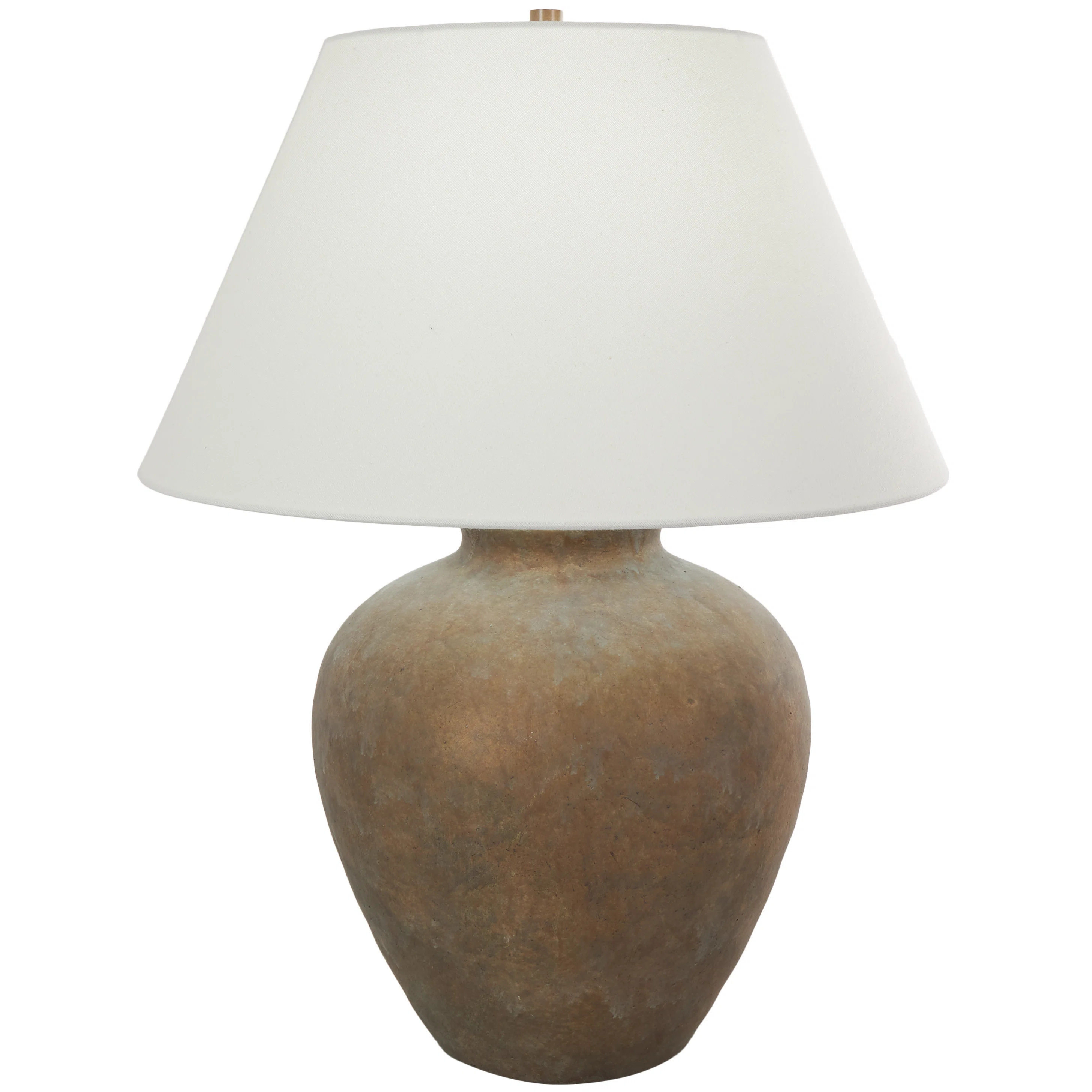 Cole And Grey Ceramic Antique Style Pot Vase Room Table Lamp With White Drum Shade | Wayfair North America