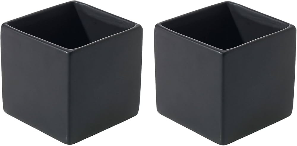 Matte Black Square Vase - Set of 2 - 3.25 x 3.25 Inches - Ceramic Urban Decor Pot - Small Modern ... | Amazon (US)
