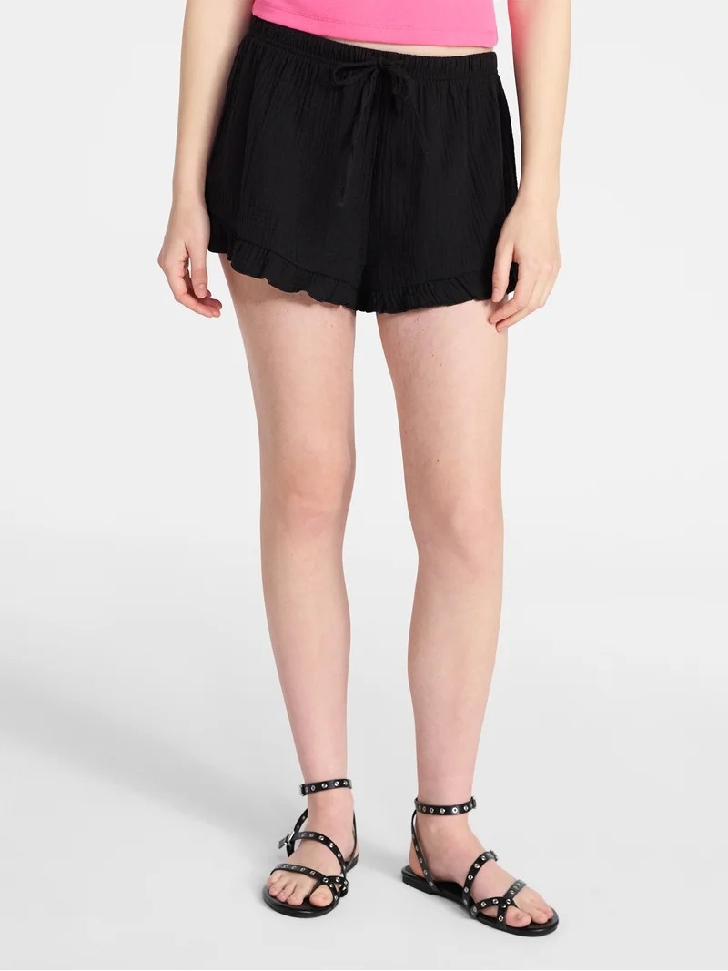 No Boundaries Ruffle Hem Shortie Shorts, 2.25" Inseam, Women's XXS-XXL | Walmart (US)