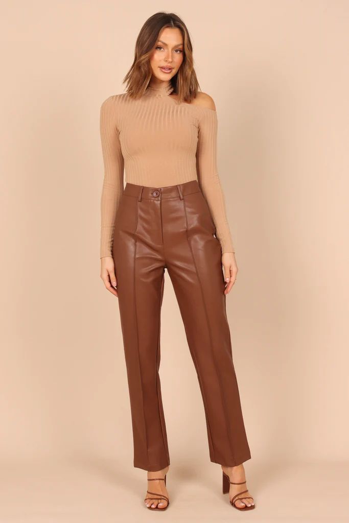 Sandy Faux Leather Pants - Chocolate Brown | Petal & Pup (US)