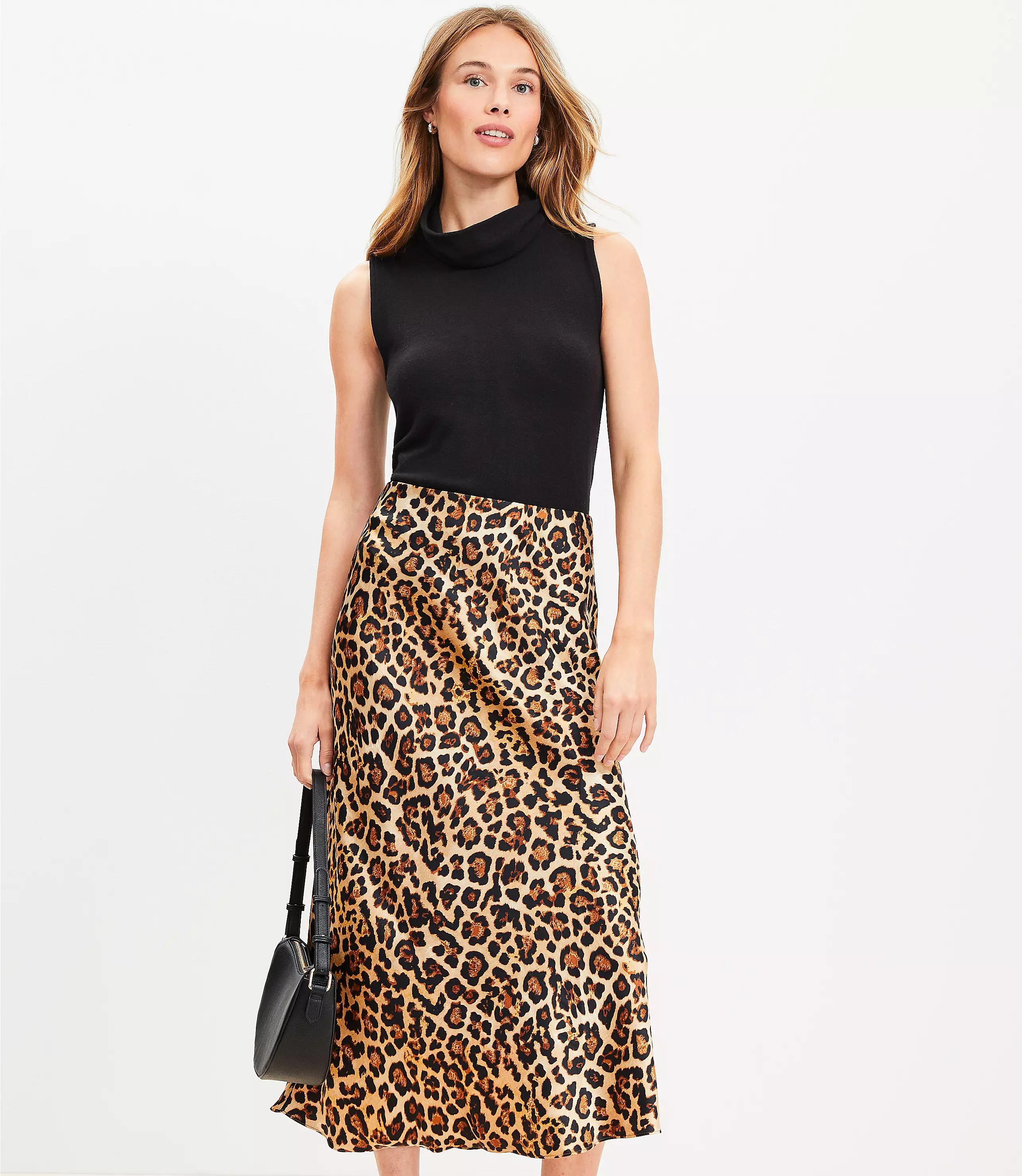 Leopard Print Bias Midi Skirt | LOFT