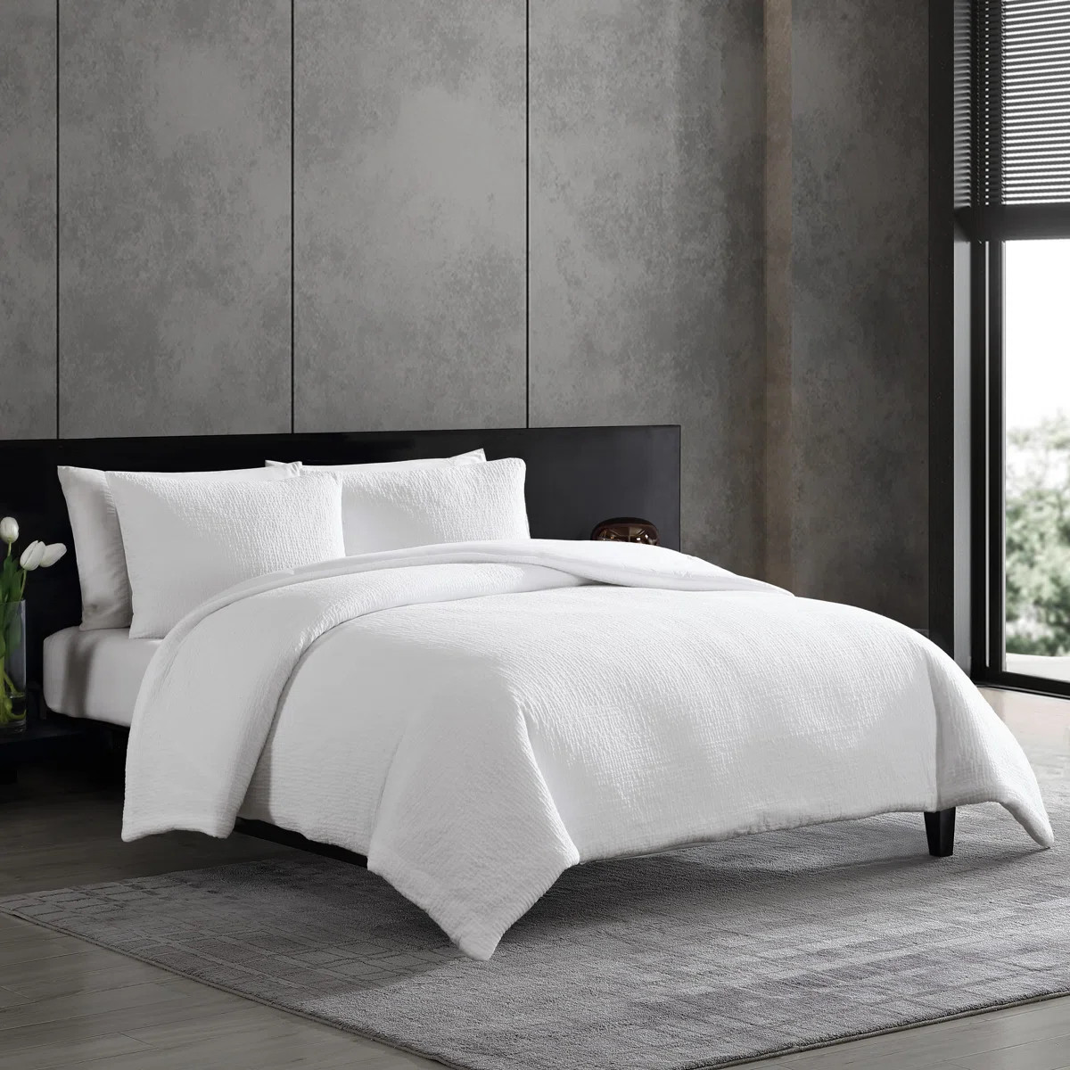 Vera Wang Puckered Texture Cotton White  Comforter Set | Wayfair North America