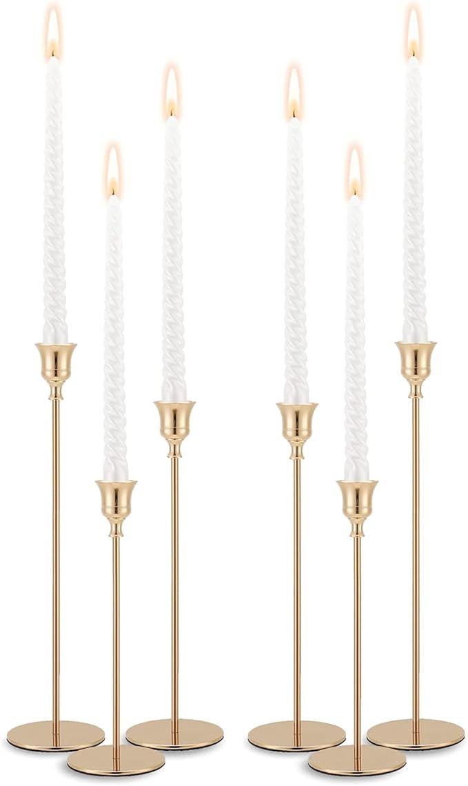 Rozrety Gold Candlestick Holders, Set of 6-Pieces Candle Holder fits Taper Candles, Modern Decora... | Amazon (US)