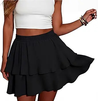 Lepunuo Boho Mini Skirts for Women Flowy Ruffle Tiered Skorts Skirts with Short Underneath with P... | Amazon (US)