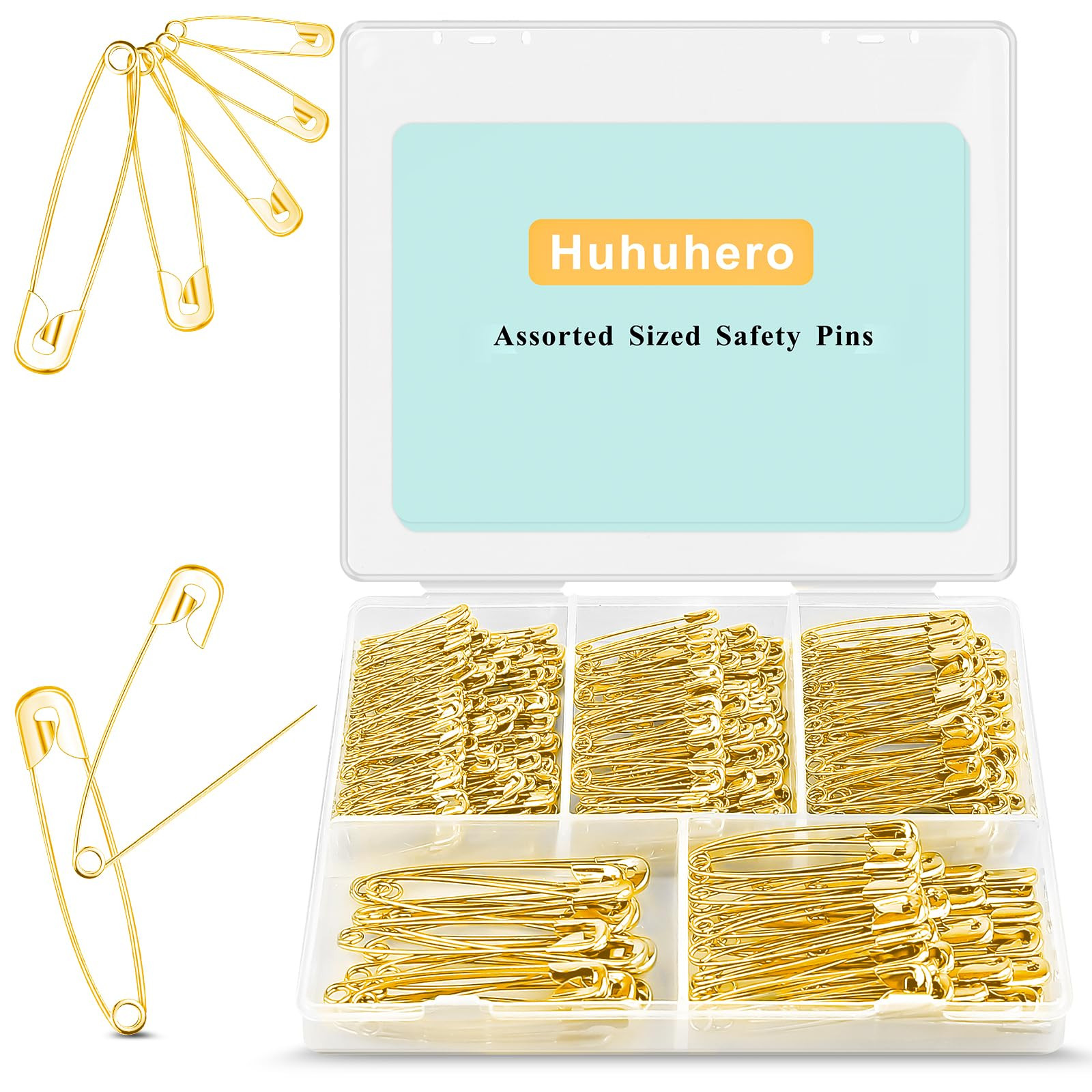 Safety Pins Assorted, 340 Pack 5 Different Sizes Small and Large Safety Pin for Clothes Costume S... | Amazon (US)