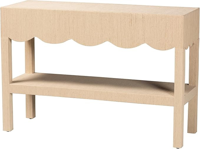 Bali & pari Mason Natural Grasscloth Console Table - Two-Tier Entryway Table with Scalloped Apron... | Amazon (US)
