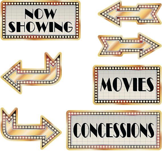 Movie Night Directional Cardboard Cutouts (Set of 6) Party Decor | Amazon (US)