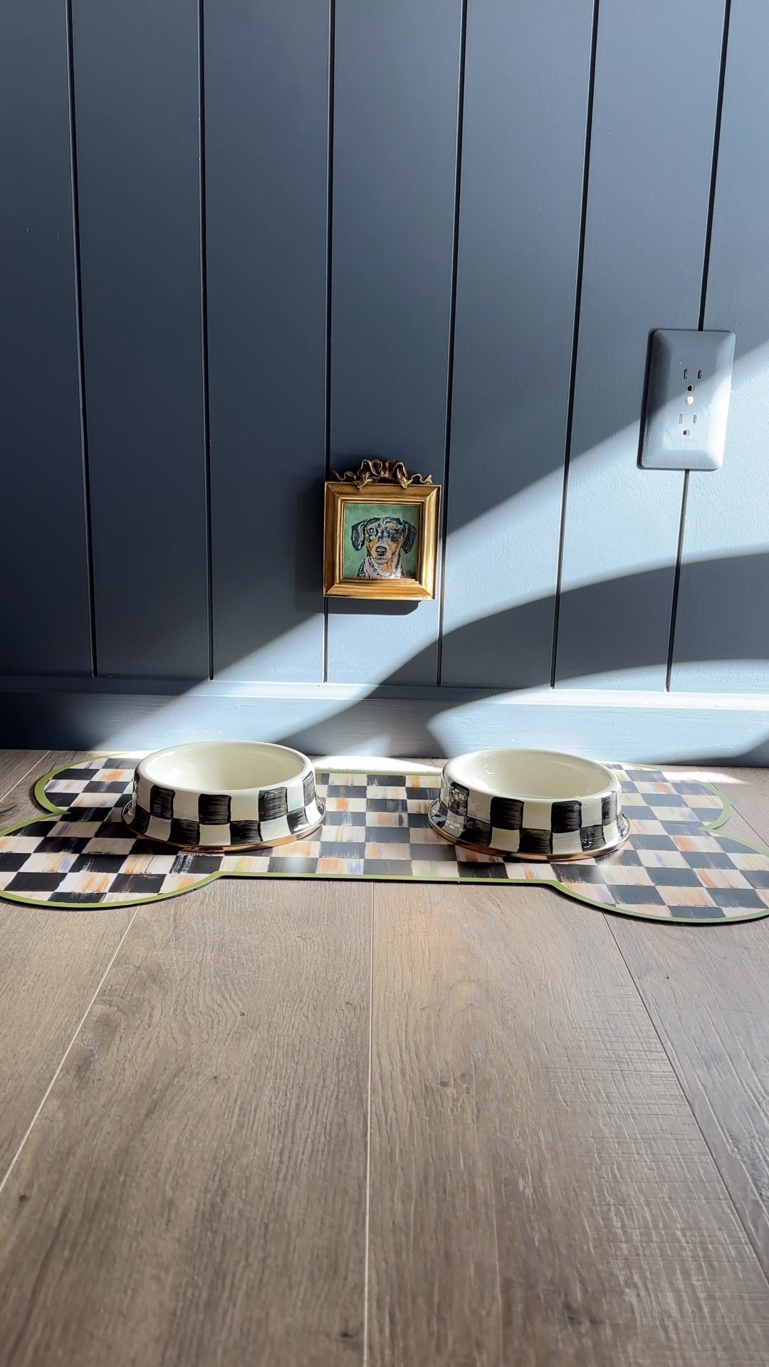 The cutest dog feeding station! 

Mackenzie Childs dog bowls, checkered dog bowls, pet framed art

#LTKHome