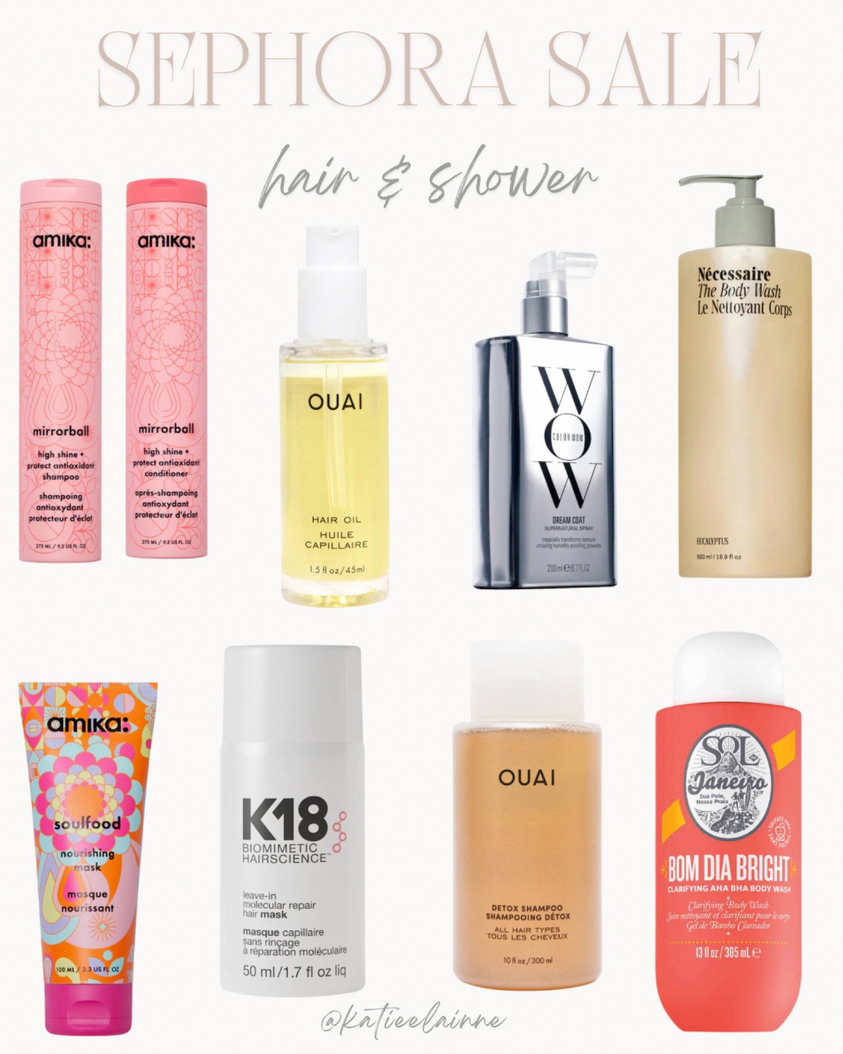 My best of the best hair & shower products! If you haven’t tried the color wow spray, Ouai detox shampoo, and K18 mask you are truly missing out. Love the Amika products and Ouai hair oil for shine and these are the two best smelling body washes I’ve ever used!

#LTKbeauty #LTKxSephora #LTKsalealert