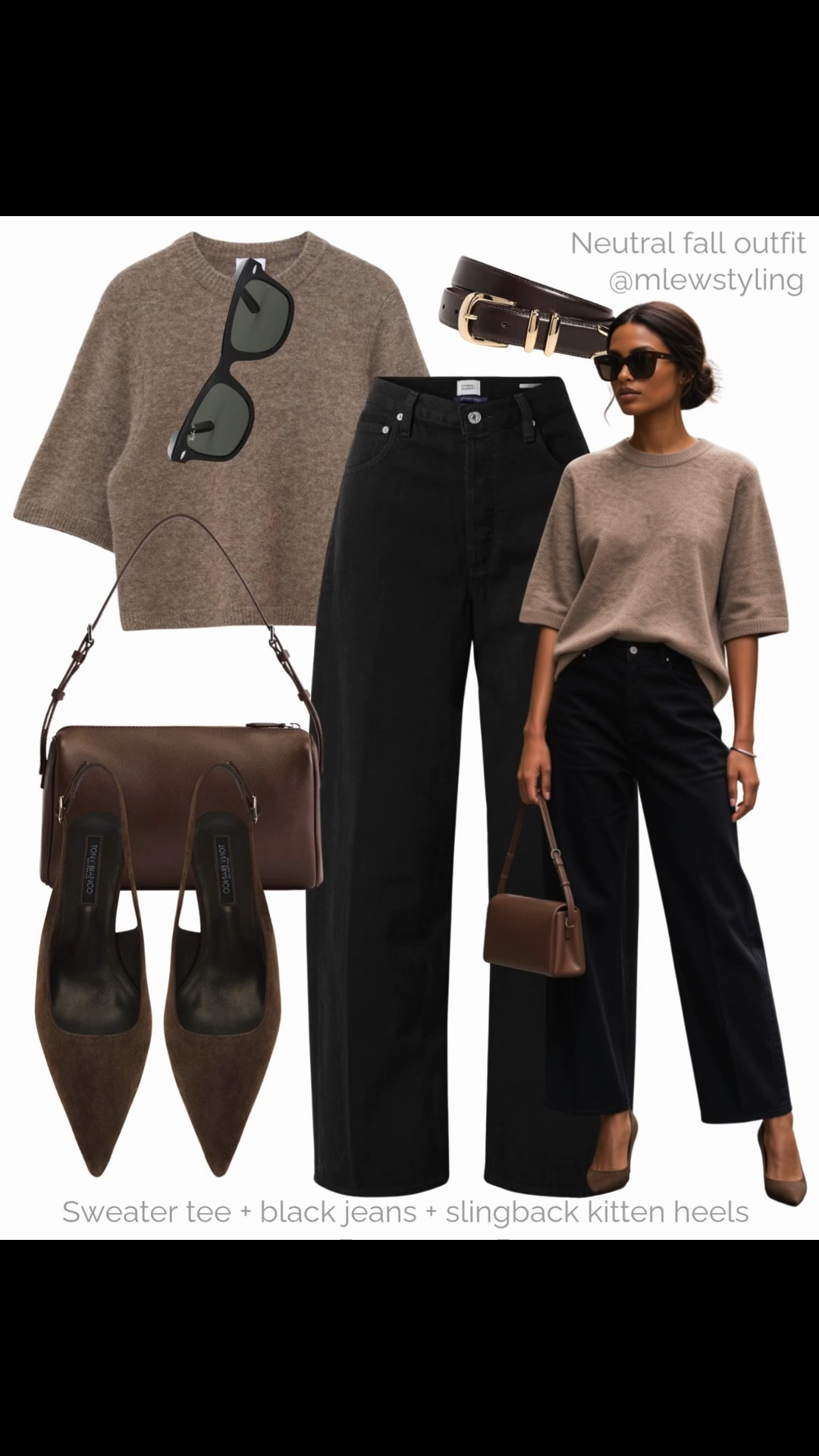Elevated fall outfit 🤎

Tags: sweater tee, black barrel leg jeans, revolve suede slingback heels, quince bag, leather belt, ray-ban wayfarer sunglasses, neutral autumn outfit formulas, capsule wardrobe

#LTKjeans #LTKfall #LTKbag