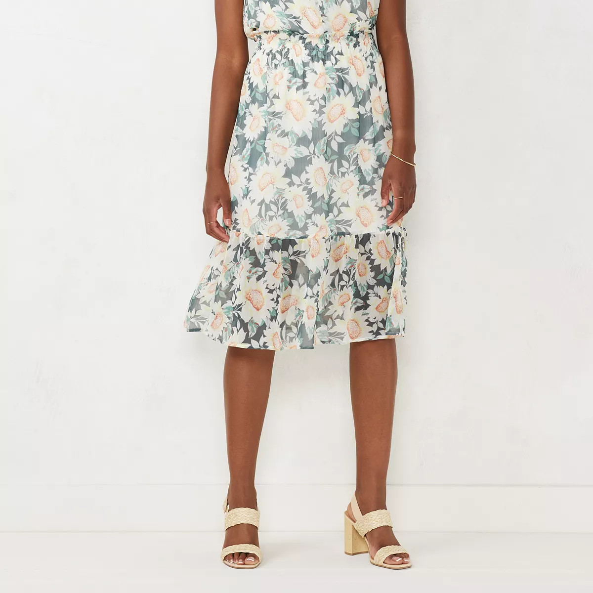 Women's LC Lauren Conrad Smocked Waist Tiered Midi Skirt | Kohl's