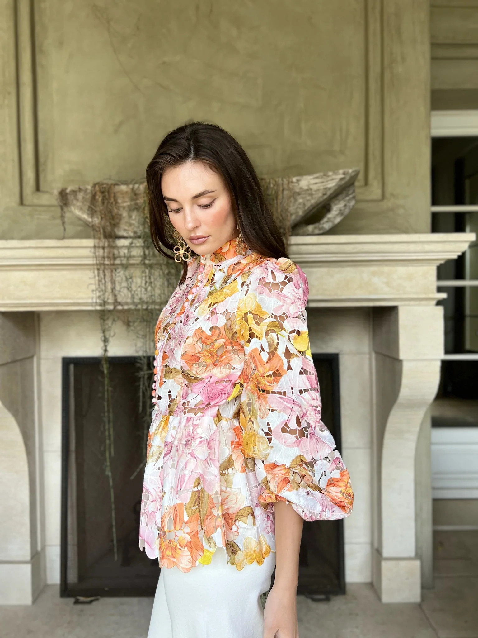 Martha Multicolor Floral Lace Top | Benaar La