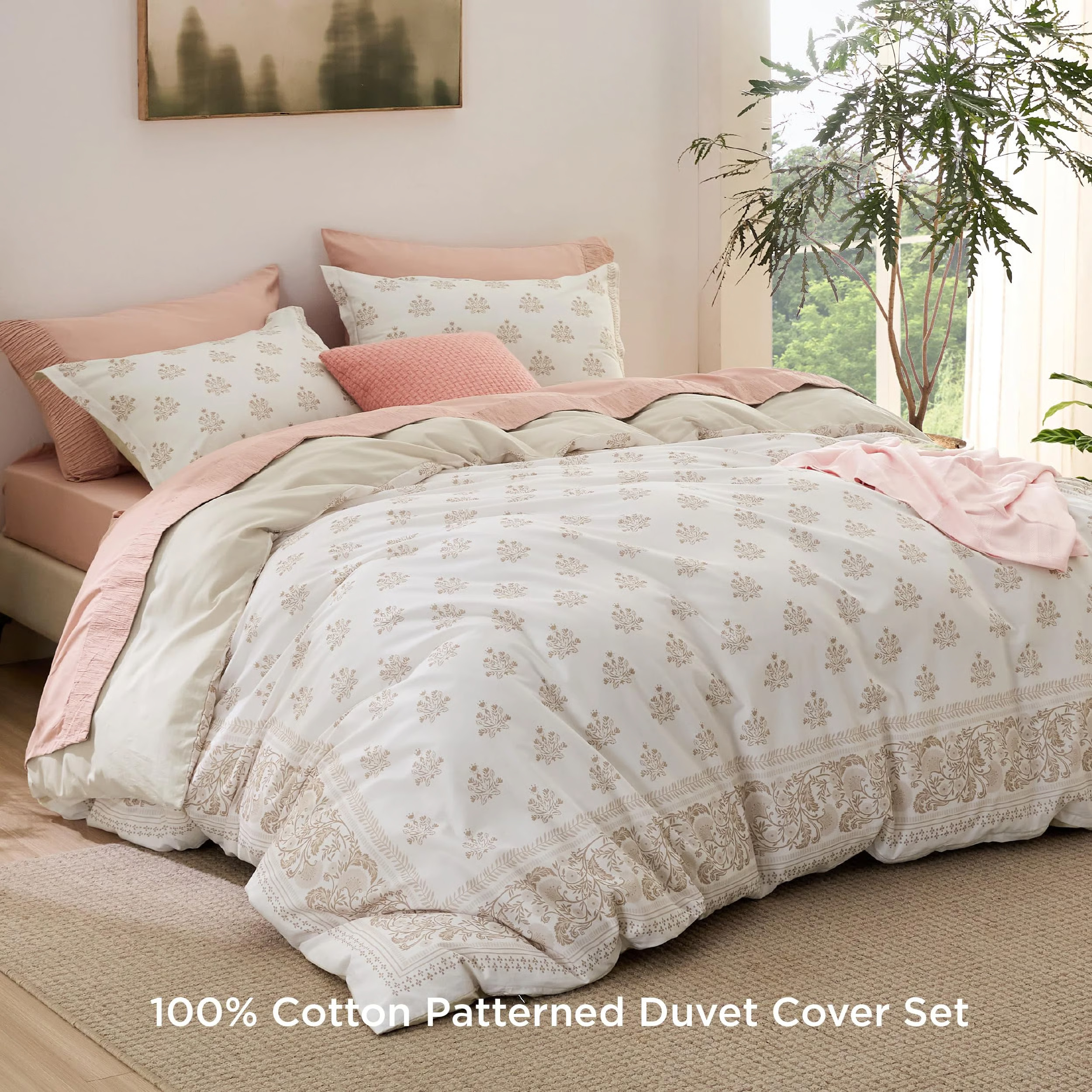 Bedsure 100% Cotton Reversible Fall Flower Duvet Cover Set With Zipper | Wayfair North America