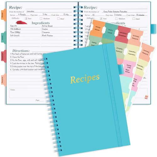 PECULA Recipe Book, Recipe Book to Write In Your Own Recipes, Blank Recipe Book, Recipe Notebook, Recipe Journal Hold 170 Recipes | Amazon (US)