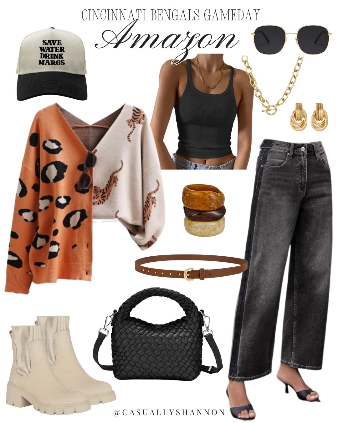 NFL Gameday outfit inspo continues with the Cincinnati Bengals. What I love most about this series is that so many of these fashion items can also work for college Gameday, like Clemson would be great for this outfit as well! Just find an NFL team with your fav college colors and mix & match

All amazon fashion finds, women’s jeans, short sleeve layering shirt, square neck, best for fall, perfect fall boots, amazon jewelry, belt, trucker hat, crossbody purse, neutral classic cute and trendy #LTKAmazonFashion

#LTKFindsUnder50 #LTKSaleAlert #LTKStyleTip