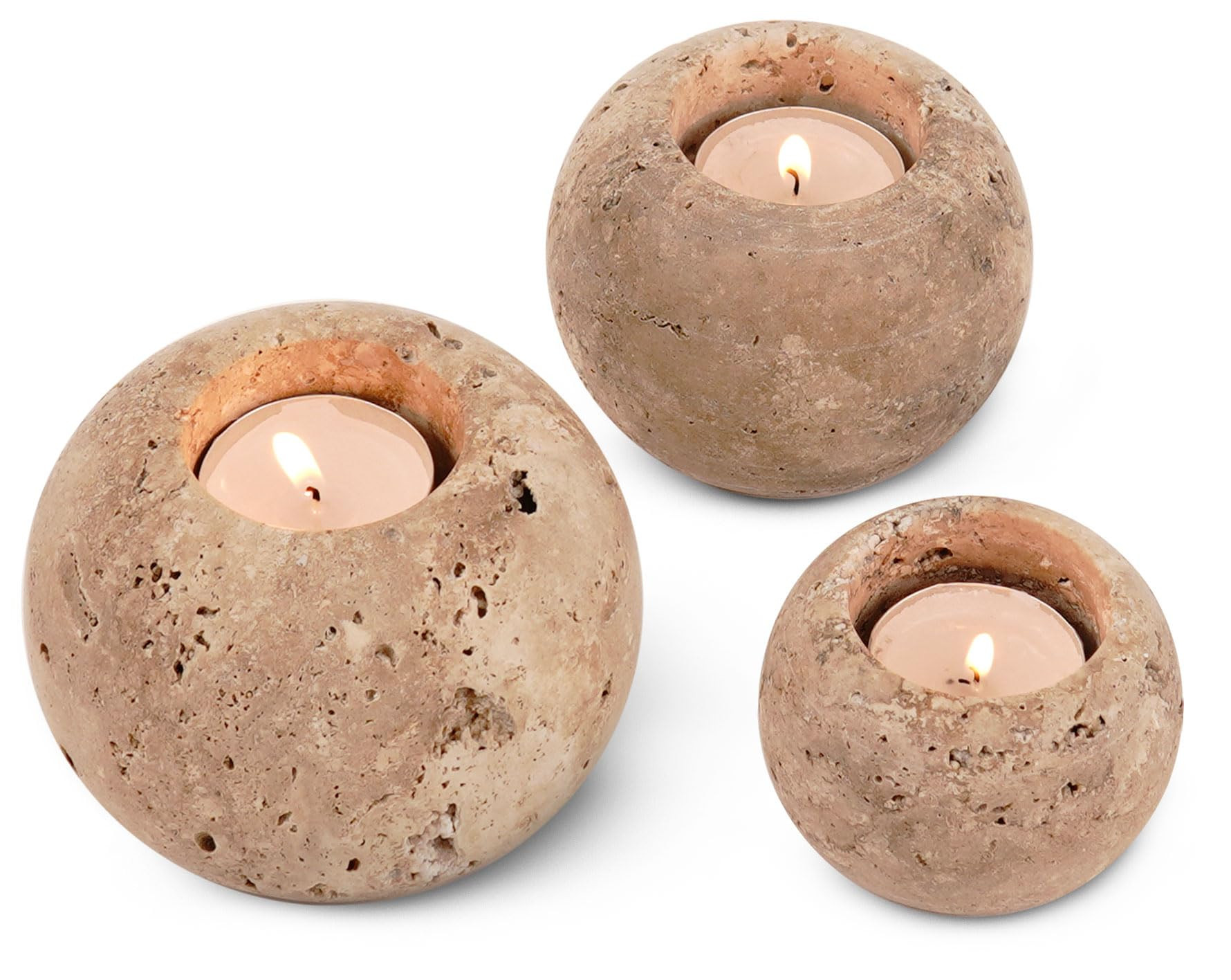 Radicaln Travertine Tealight Candle Holder 4'' Inches Handmade Marble Set of 3 Votive Candle Hold... | Amazon (US)