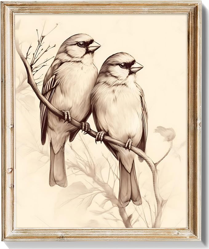 RETRART Vintage Bird Wall Art Print Romantic Sparrow Illustration, Bird Wall Decor for Home Decor... | Amazon (US)
