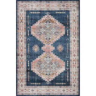 LOLOI II Heidi Denim/Blush 7 ft. 6 in. x 9 ft. 6 in. Southwestern Printed Area Rug HEIDHEI-03DEBH... | The Home Depot