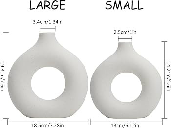 Fixwal White Ceramic Vases for Flower, Modern Vase for Minimalist Decor, Hollow Round Matte Pampa... | Amazon (US)