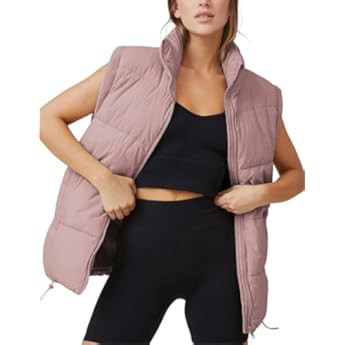 Puffer Vest Women Sleeveless Zip Up Outerwear Warm Puffer Lightweight Down with Pocket Fall Winte... | Amazon (US)