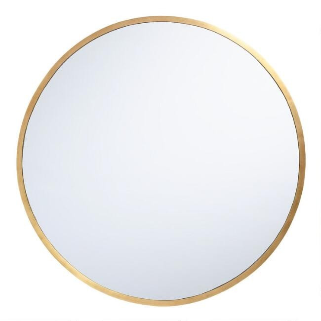 Sana Oversized Round Brass Wall Mirror | World Market
