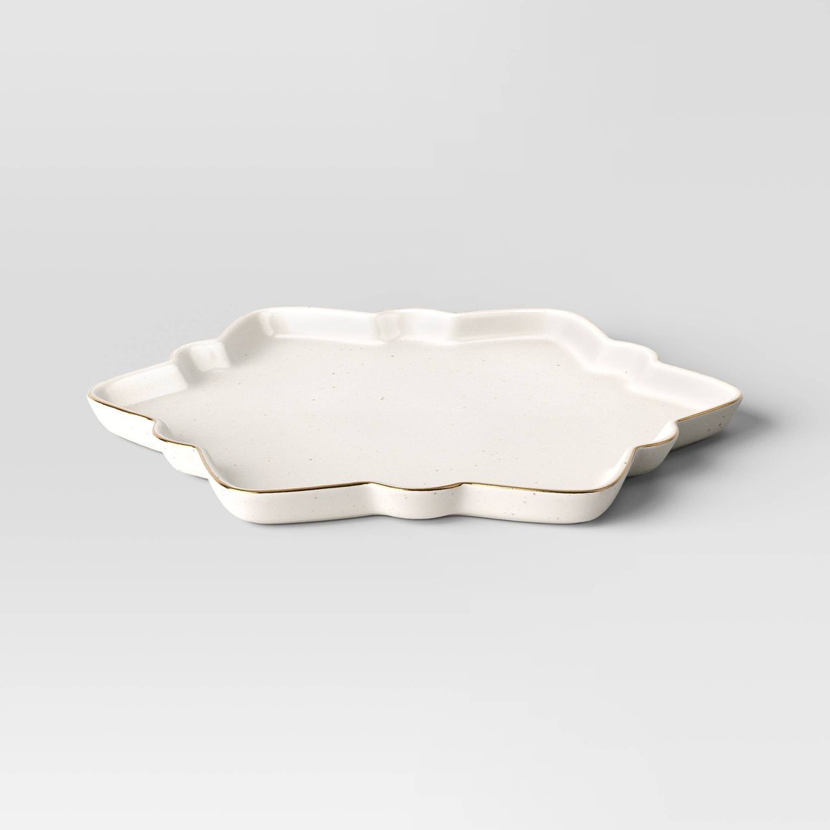 13"x11.5" Holiday Stoneware Figural Snowflake Serving Plate - Threshold™ | Target