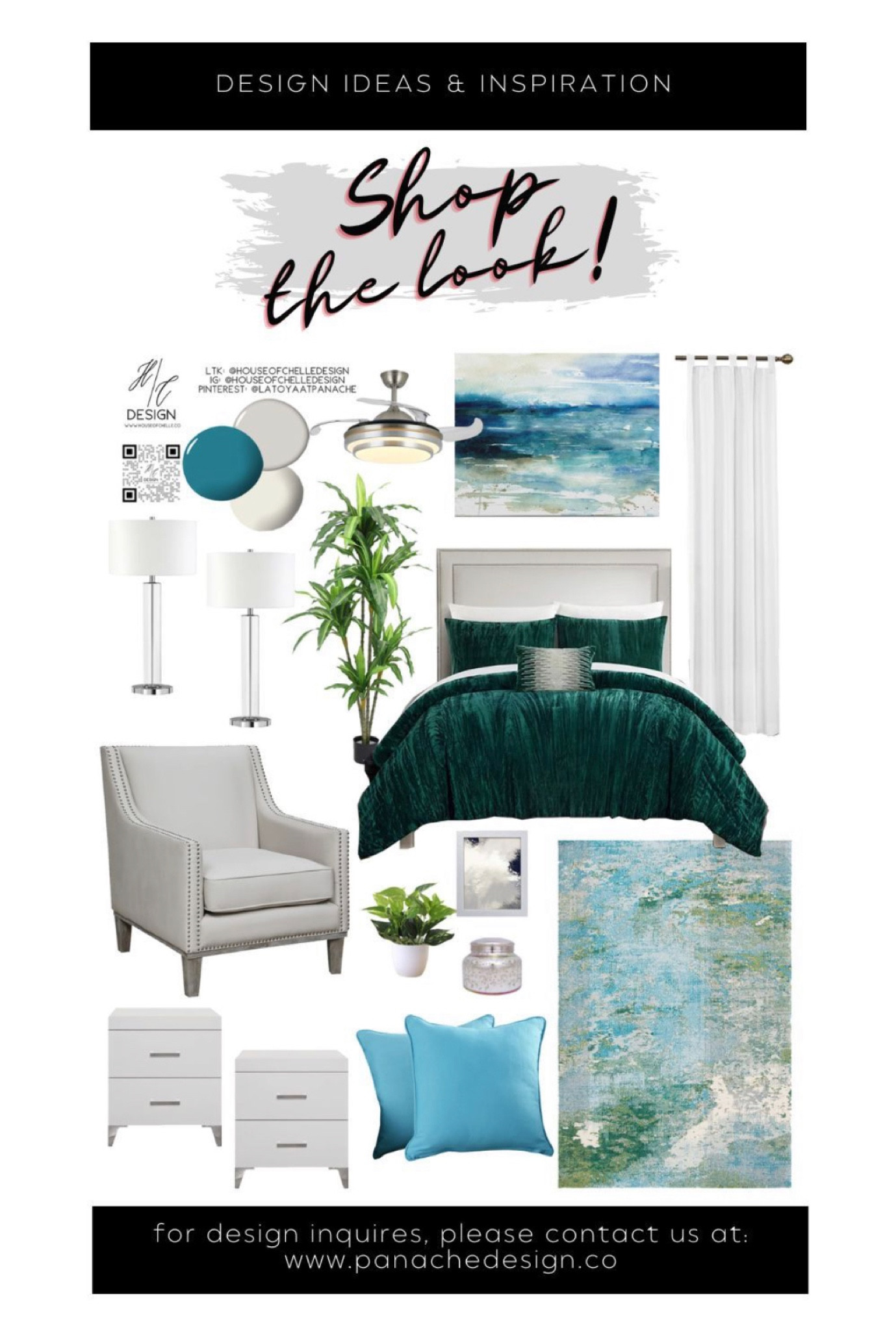 Modern bedroom | home decor concept board | bed, nightstand, bed bench, rug, side tables, side chair, nightstand lamps, table lamps, chandelier, ceiling fan, ceiling light, floor lamp, faux plants, vases, mirror, artwork, pillows, bedding, curtains, window treatments, candle holders, modern home, modern home decor, glam home. #moodboard

#LTKhome #LTKsalealert #LTKstyletip