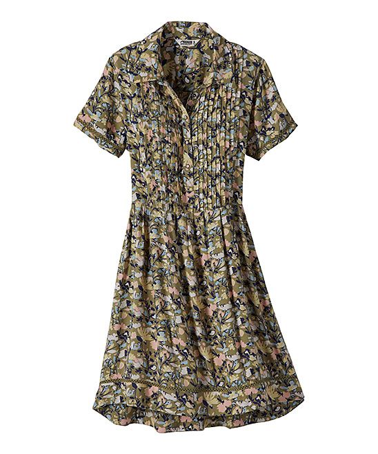 Mountain Khakis Women's Casual Dresses Juniper - Juniper & Pink Wildflower Short Sleeve Pocket Butto | Zulily