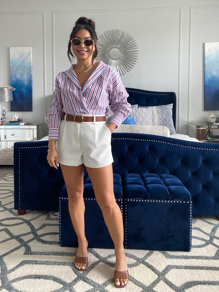 Elevated everyday style 

Easy to recreate with a pair of white shorts and stripe button down! 

#LTKfindsunder100 #LTKover40