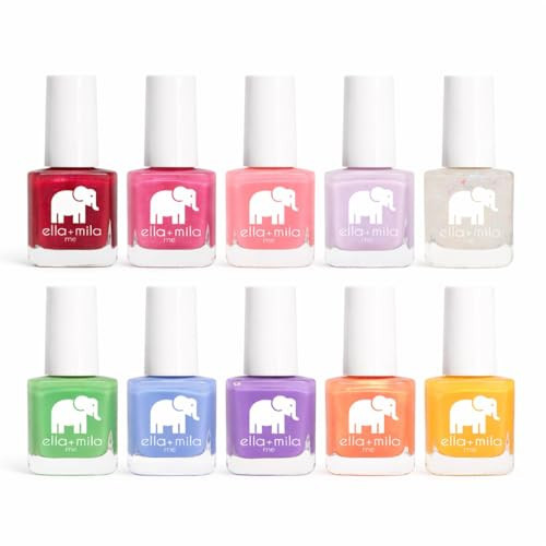 ella+mila Professional Nail Polish Set - Quick Dry Nail Polish - 10 Pack Vibrant Colors - Vegan Non-Toxic Fingernail Lacquer for Kids & Women - Long-Lasting & Chip Resistant (10 Pack x 0.24 fl oz) | Amazon (US)