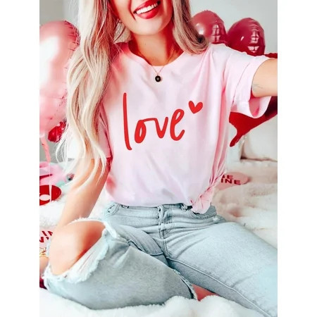 Love V-Day T-Shirt Galentines Day Mama V-Day Heart Tee Gift Top LIGHT PINK Unisex S-5XL Hot Trending Shirt Vintage Birthday Gift | Walmart (US)
