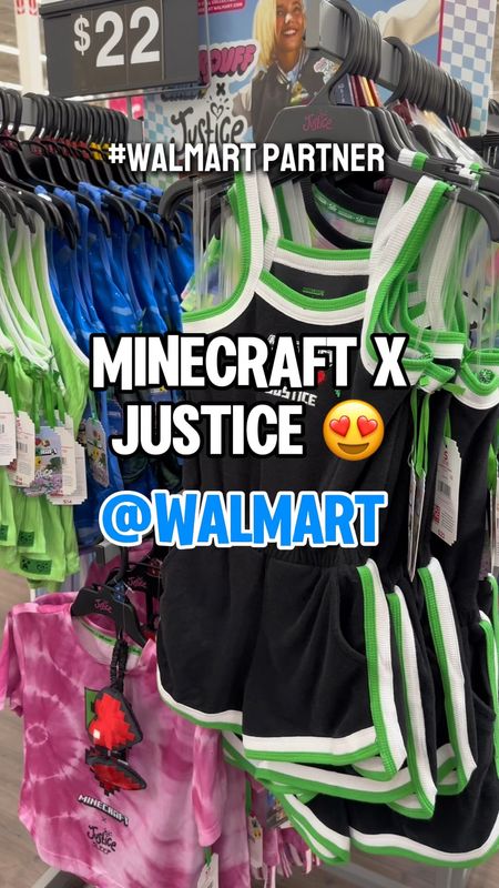#Walmartpartner Excited about the new Justice X Minecraft collection @walmart ! 🌟 This adorable and affordable line has everything for summer, from tanks to rompers. @walmartfashion 💖 #walmart #WalmartFinds #walmartfashion