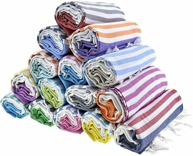 HAVLULAND Sale Set of 6 Turkish Beach Towel Oversized 39x71 100% Turkish Cotton Towel Absorbent Q... | Amazon (US)