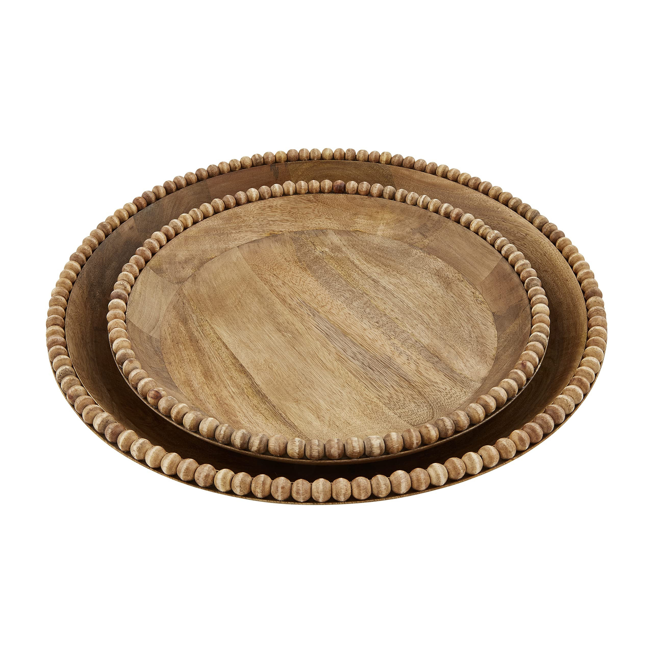 Mud Pie Wooden Beaded Bowl Set, Brown, small 3" x 14" dia | large 3 1/2" x 18" dia | Amazon (US)