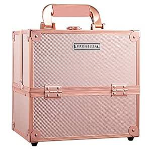 Makeup Train Case Rose Gold Travel Beauty Cosmetic Box Professional 4-trays Jewelry Storage Organ... | Amazon (US)