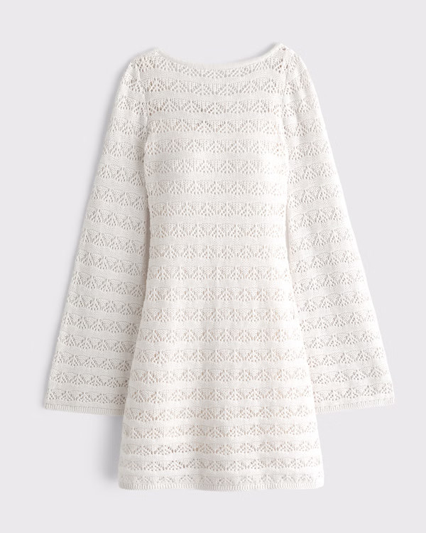 Long-Sleeve Crochet-Style Mini Dress | Abercrombie & Fitch (US)