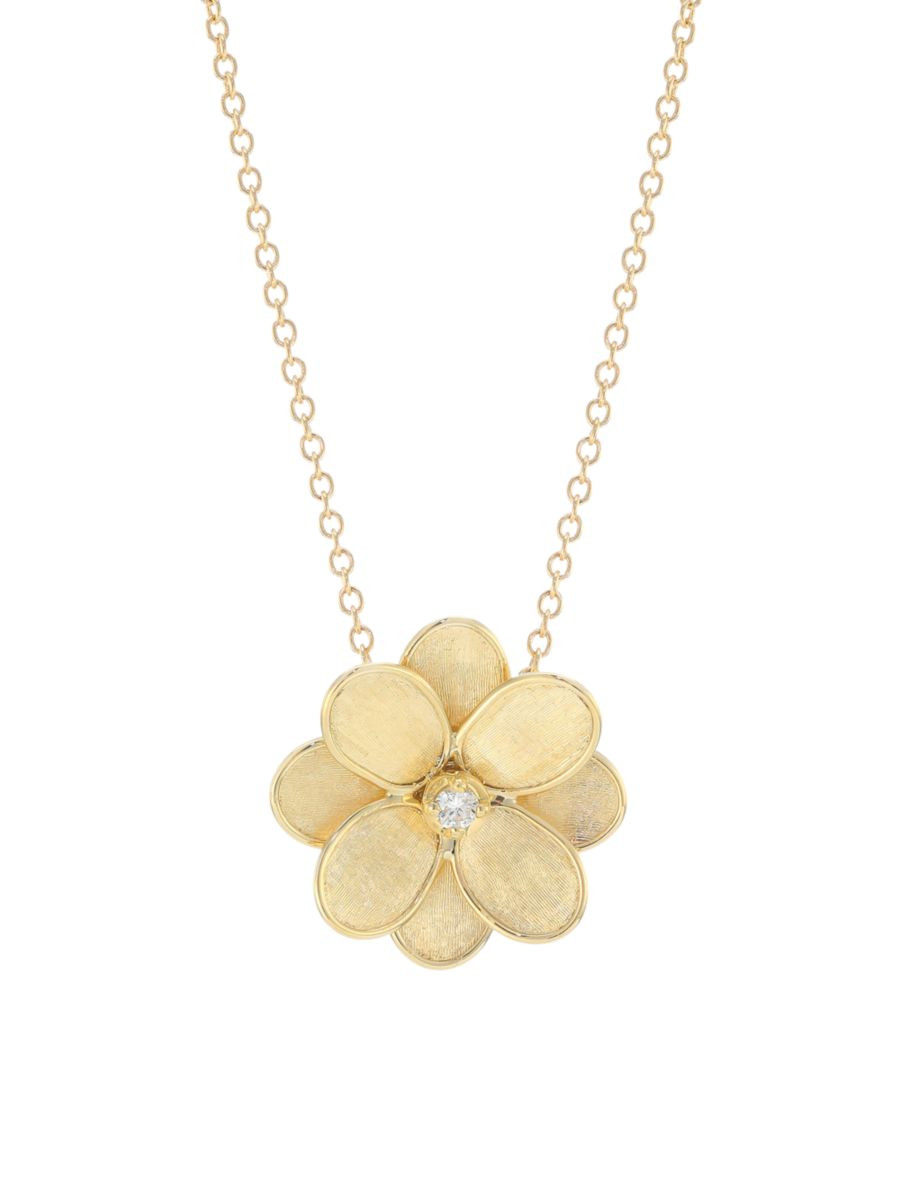 Petali 18K Yellow Gold & 0.08 TCW Diamond Flower Pendant Necklace | Saks Fifth Avenue