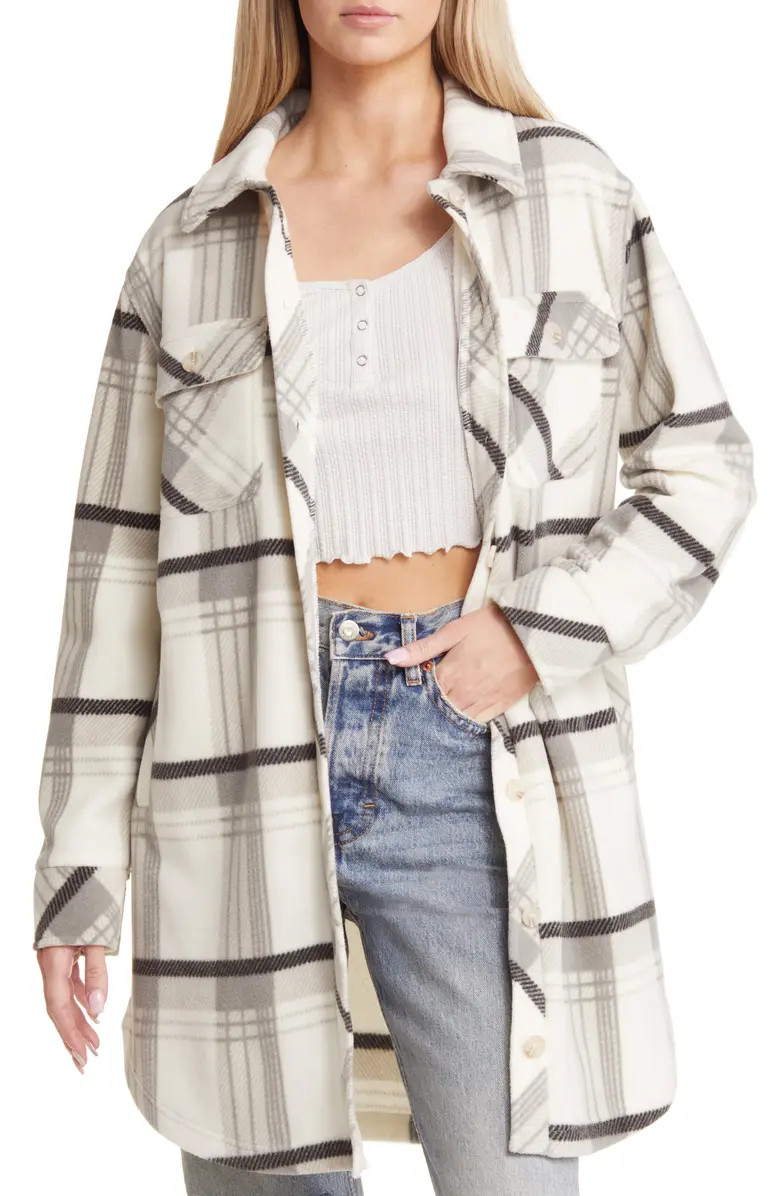 Thread & Supply Plaid Long Polar Fleece Shacket | Nordstrom | Nordstrom