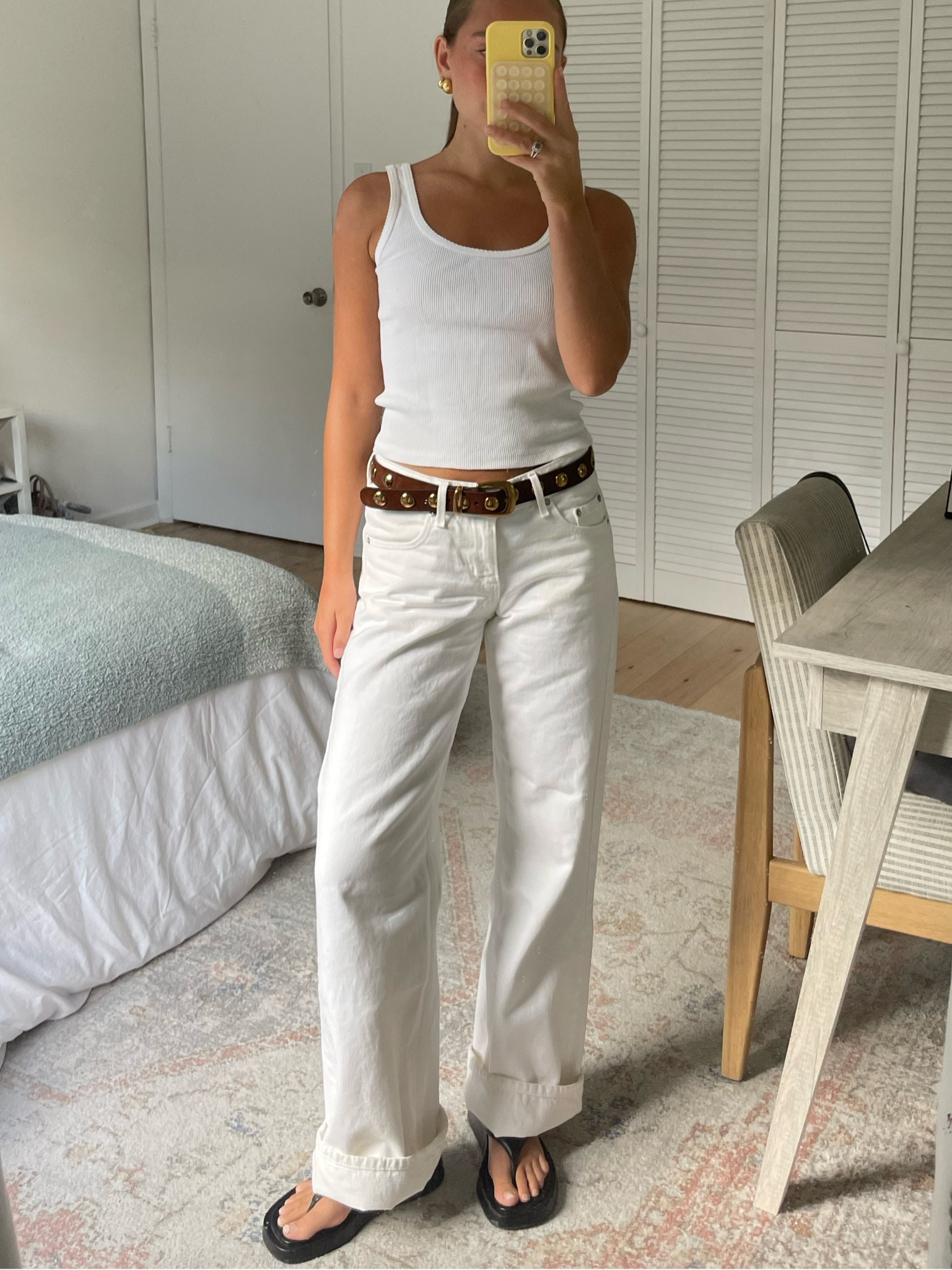 I recommend sizing up 1-2 in the jeans! I sized up 2 sizes