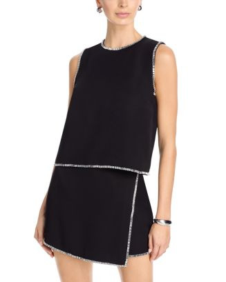 Rhinestone Trim Sleeveless Top - Exclusive | Bloomingdale's (US)