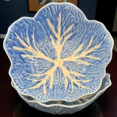 Bordallo Pinheiro Blue Cabbage Leaf 6 7/8” Coupe Cereal Bowl Set of 2 | eBay | eBay US